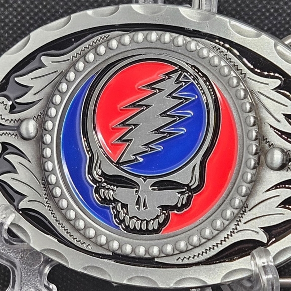 Grateful Dead  "U.S. Blues" Stealie Steal Your Face 13 Point Bolt Belt Buckle - Picture 2 of 4